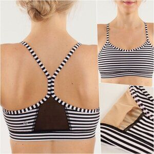 Lululemon Run Thin Straps Racerback Bra Black White 10 NWOT